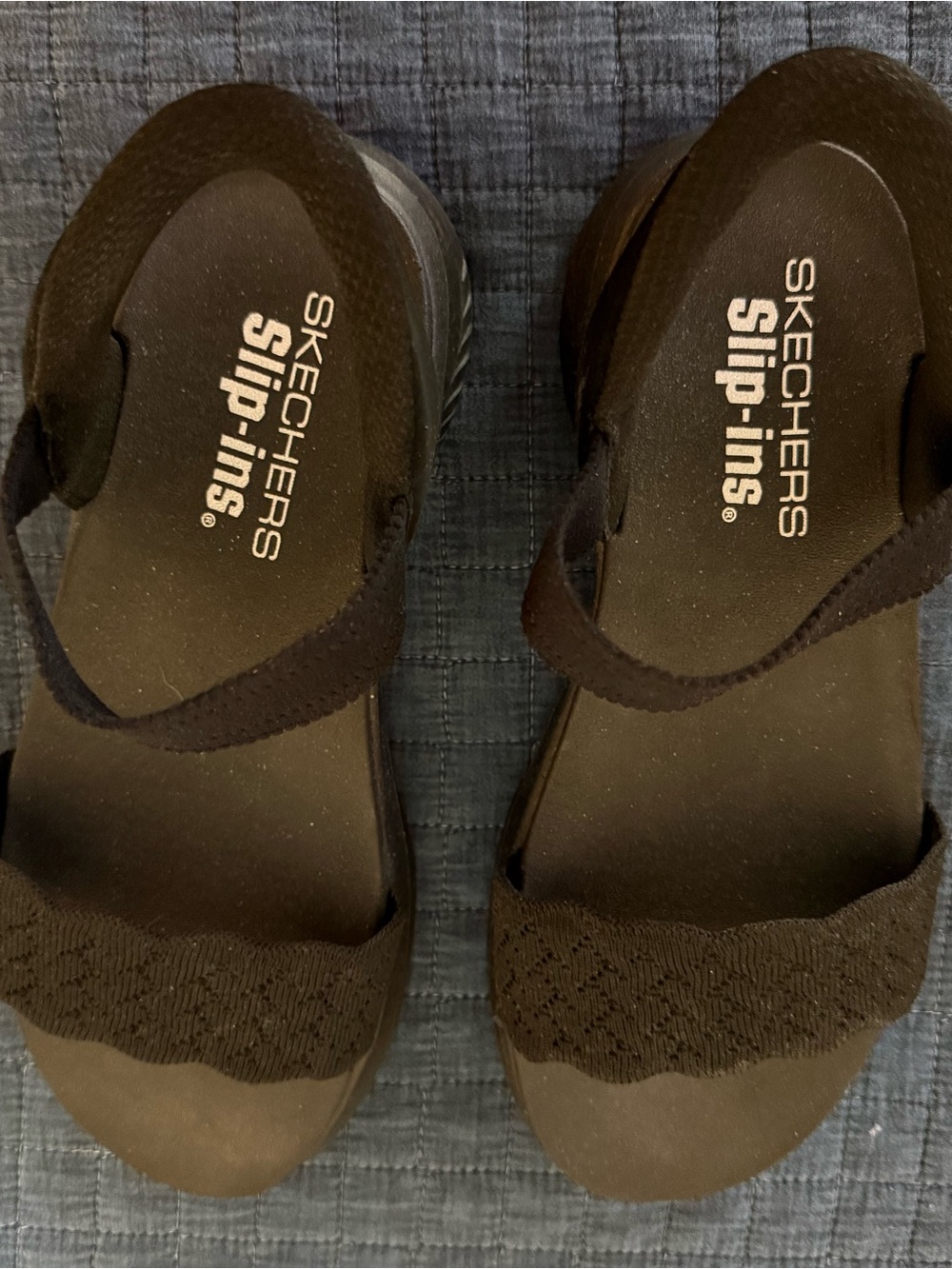 Skechers Slip-Ins Women's Black Open-Toe Comfort Sandals 7W